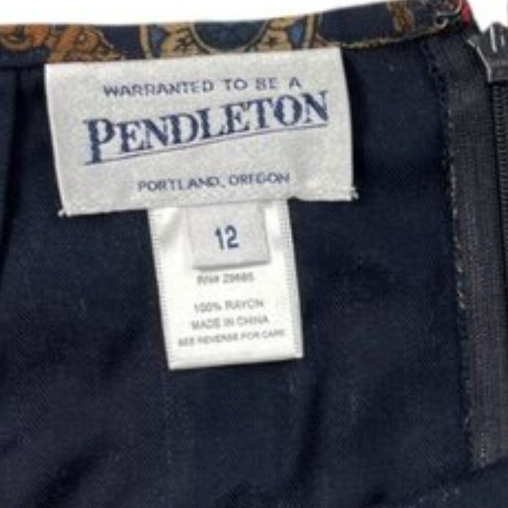 Vintage Pendleton Western Cowgirl Maxi Skirt Navy Red Paisley Size 12 NEW Tags - Picture 5 of 10